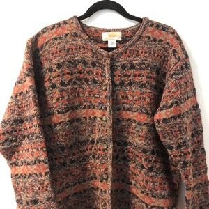 Millar vintage cottage core silk/wool mottled button front cozy M